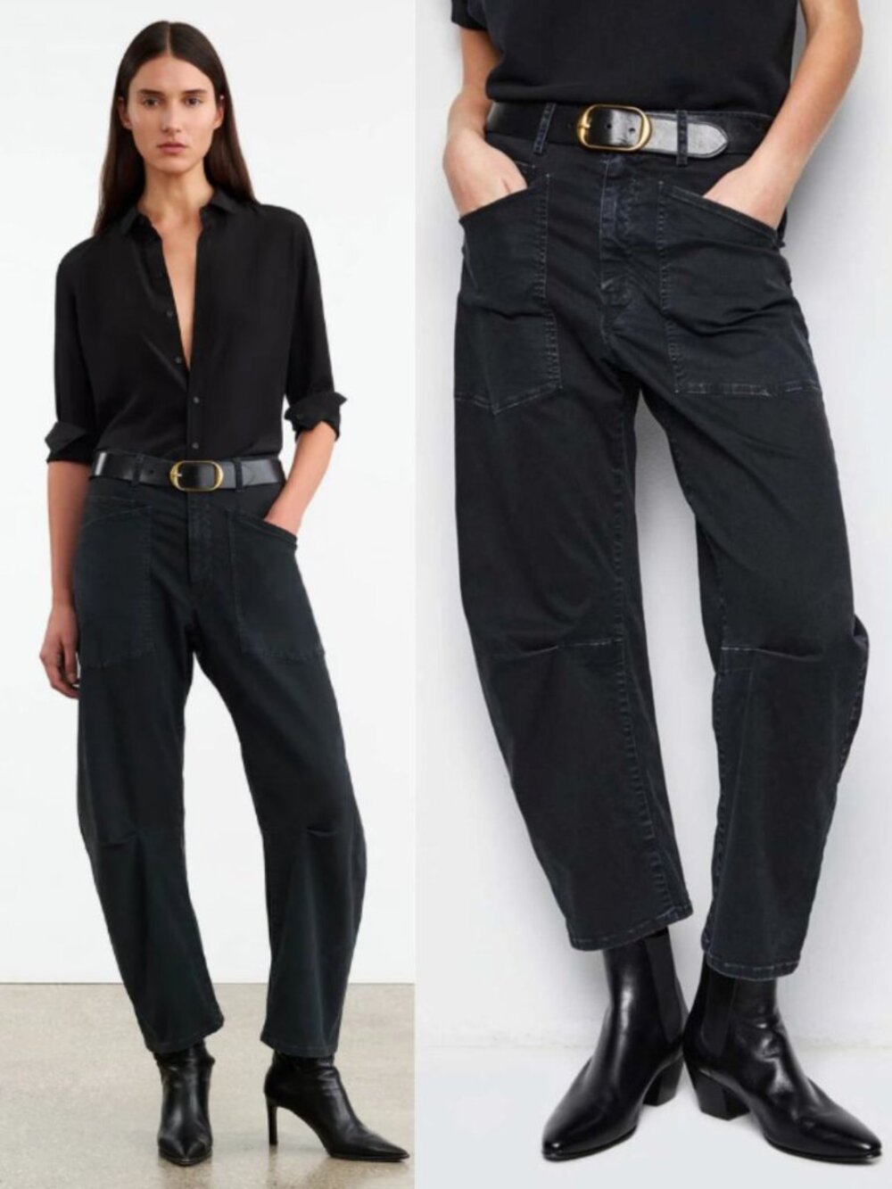 Nili Lotan Shon Pant Carbon Gray Cotton Twill Barrel Leg Cropped Size 0 - Picture 10 of 11